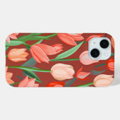 Elegant Tulp Bloempatroon – Rood & Perzik Lente Case-Mate iPhone Case (Achterkant (horizontaal))