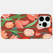 Elegant Tulp Bloempatroon – Rood & Perzik Lente Case-Mate iPhone Case (Achterkant (horizontaal))