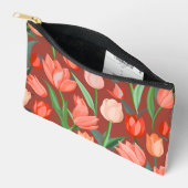 Elegant Tulp Bloempatroon – Rood & Perzik Lente Etui (Open)