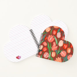 Elegant Tulp Bloempatroon – Rood & Perzik Lente Notitieboek