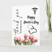 Elegant tulp en stethoscoopdoctoren dag bedankkaart (Voorkant)