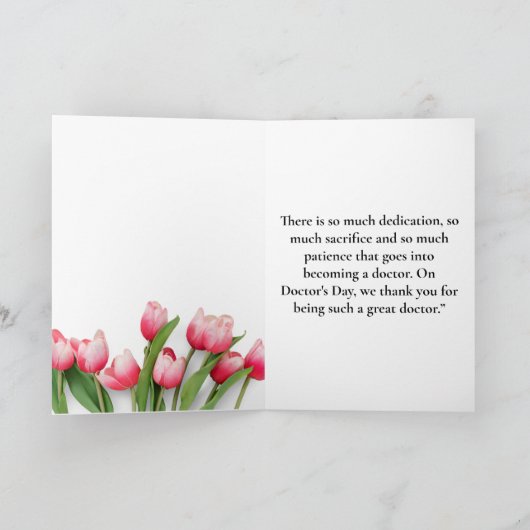 Elegant tulp en stethoscoopdoctoren dag bedankkaart (Binnen)
