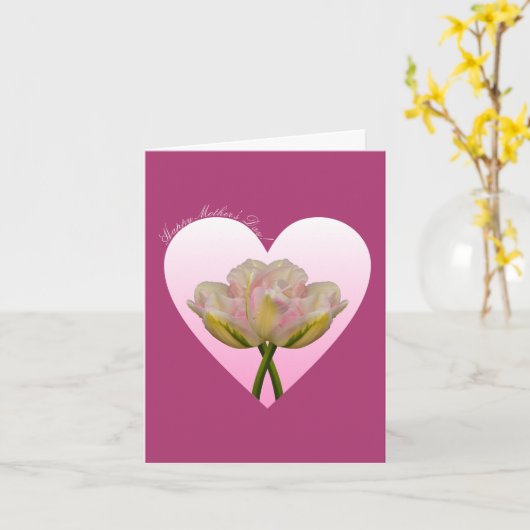 Elegant Tulps in Heart Moederdag Kaart (Gele Bloem)