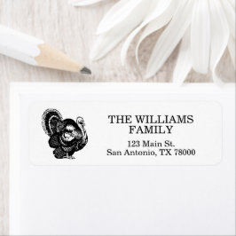 Elegant Turkey Thanksgiving Return Address Etiket