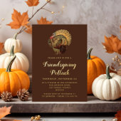 Elegant  Turkije Friendsgiving Potluck Gold Folie Uitnodiging