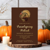 Elegant  Turkije Friendsgiving Potluck Gold Folie Uitnodiging