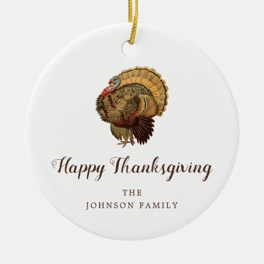 Elegant Turkije Happy Thanksgiving Keramisch Ornament (Voorkant)