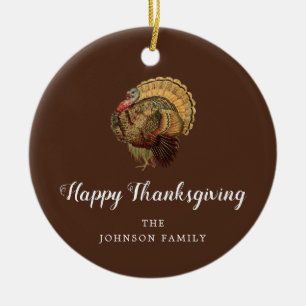 Elegant  Turkije Happy Thanksgiving Keramisch Ornament