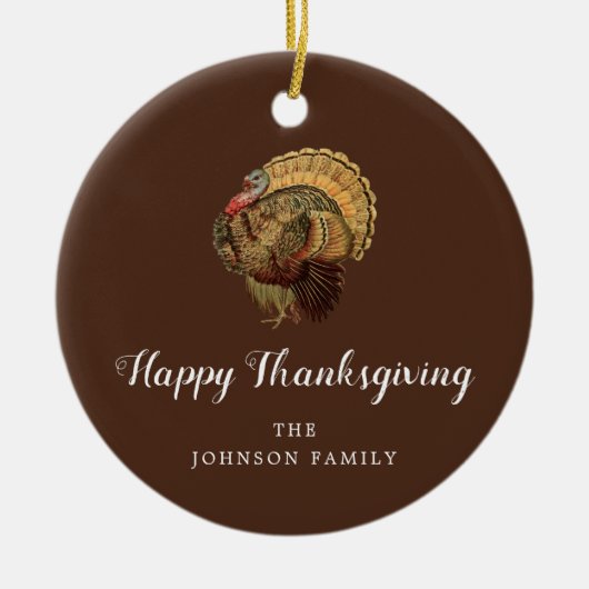 Elegant Turkije Happy Thanksgiving Keramisch Ornament (Voorkant)