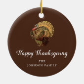 Elegant Turkije Happy Thanksgiving Keramisch Ornament (Achterkant)