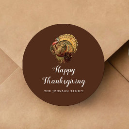 Elegant Turkije Happy Thanksgiving Ronde Sticker