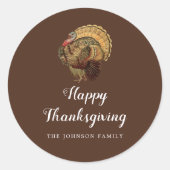 Elegant  Turkije Happy Thanksgiving Ronde Sticker (Voorkant)