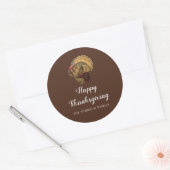 Elegant  Turkije Happy Thanksgiving Ronde Sticker (Envelop)