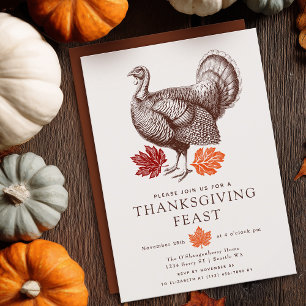 Elegant Turkije Herfstblad Thanksgiving Kaart
