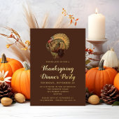 Elegant Turkije Thanksgiving Diner Goud Folie Uitnodiging