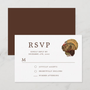 Elegant  Turkije Thanksgiving RSVP Kaartje