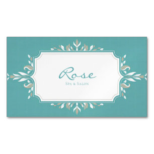 Elegant Turkoois Aqua Blauw Vintage Loofwerk Lijst Magnetisch Visitekaartje