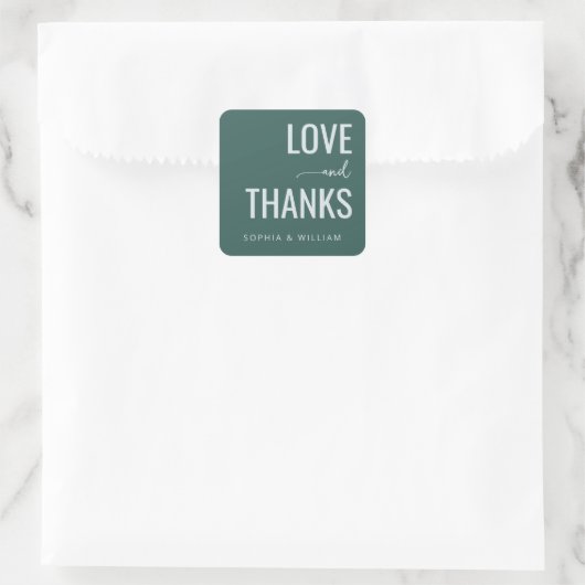 Elegant Turkoois Bedankbericht Vierkante Sticker (Tas)
