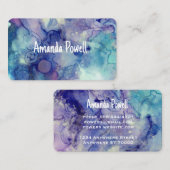 Elegant turkoois en paarse waterverf artistiek visitekaartje (Voorkant / Achterkant)