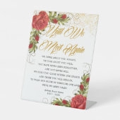 Elegant Turks Rode Roses Funeral Poem Reclamebord Met Voetstuk (Voorkant)