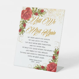 Elegant Turks Rode Roses Funeral Poem Reclamebord Met Voetstuk