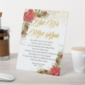 Elegant Turks Rode Roses Funeral Poem Reclamebord Met Voetstuk (Insitu)