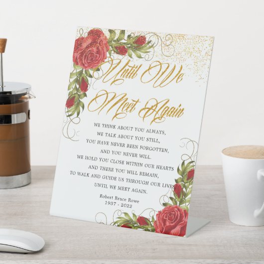 Elegant Turks Rode Roses Funeral Poem Reclamebord Met Voetstuk (Insitu)