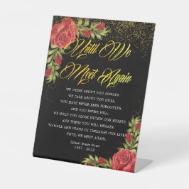 Elegant Turks Rode Roses Funeral Poem Reclamebord Met Voetstuk