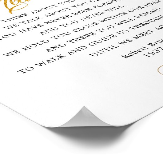 Elegant Turks rood rozen Funeral Poem Sign Poster (Hoek)