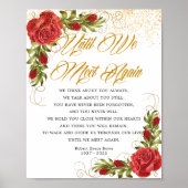 Elegant Turks rood rozen Funeral Poem Sign Poster (Voorkant)