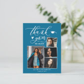 Elegant Turquoise 4 Foto Afstuderen Hartelijk dank Briefkaart (Staand voorkant)