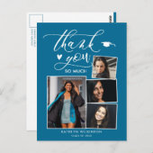 Elegant Turquoise 4 Foto Afstuderen Hartelijk dank Briefkaart (Voorkant / Achterkant)