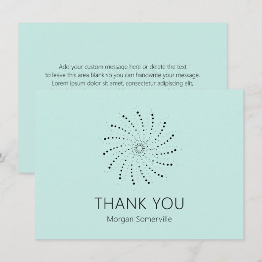 Elegant Turquoise Abstract Flower Modern Bedankkaart (Voorkant / Achterkant)