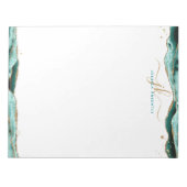 Elegant Turquoise Agate Script Monogram Initialen Notitieblok (Voorkant)