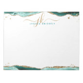 Elegant Turquoise Agate Script Monogram Initialen Notitieblok (Voorkant)