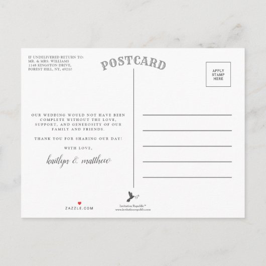 Elegant Turquoise Agate Wedding Bedankt Aankondigingskaart (Achterkant)