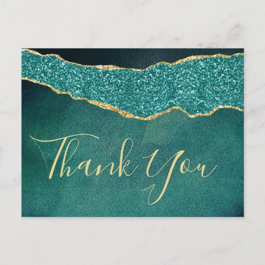 Elegant Turquoise Agate Wedding Bedankt Aankondigingskaart (Voorkant)