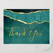Elegant Turquoise Agate Wedding Dank je wel Folie Uitnodiging Briefkaart (Voorkant)