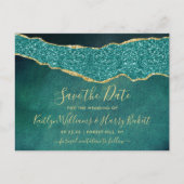 Elegant Turquoise Agate Wedding Save the Date Aankondigingskaart (Voorkant)