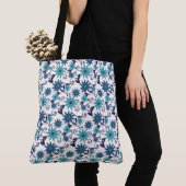 Elegant turquoise and blue flowers tote bag (Dichtbij)