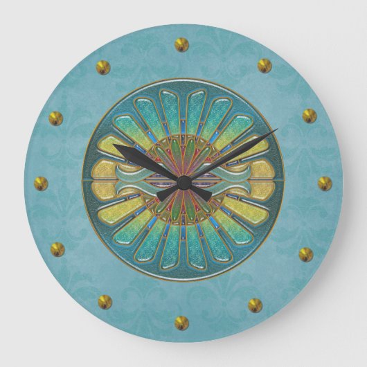 Elegant Turquoise Art Deco Wall klok (Voorkant)