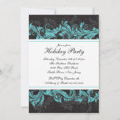 Elegant Turquoise Black Kerstparty Uitnodiging (Voorkant)