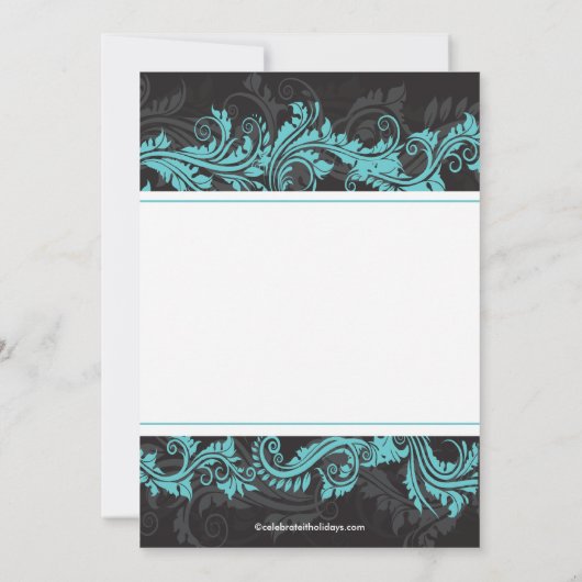 Elegant Turquoise Black Kerstparty Uitnodiging (Achterkant)
