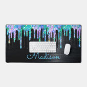Elegant Turquoise black Unicorn Drives monogram Bureaumat (Keyboard & Muis)