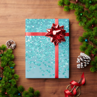 Elegant Turquoise Blau Glitter Ombre Cascaderend Cadeaupapier
