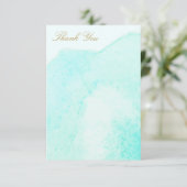 Elegant Turquoise Blauw Aquarel Bedankt (Staand voorkant)