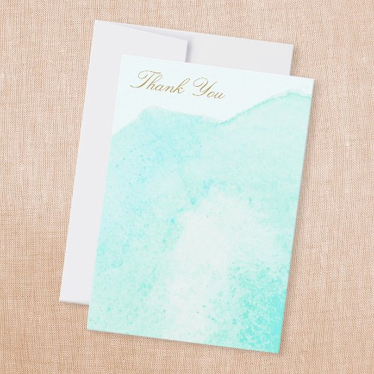 Elegant Turquoise Blauw Aquarel Bedankt