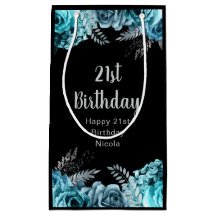 Elegant turquoise-blauw en zilveren bloemen verjaa