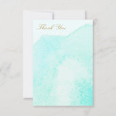 Elegant turquoise blauw Waterverf Dank u Bedankkaart (Voorkant)