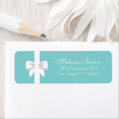 Elegant Turquoise Blauw Witte Lint Etiket (Insitu)